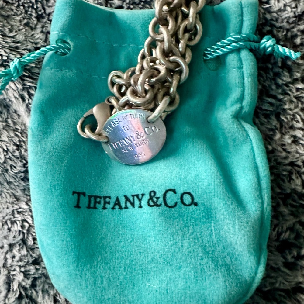 Tiffany & Co. Silver Chain Necklace Sterling Silver with Oval Tag